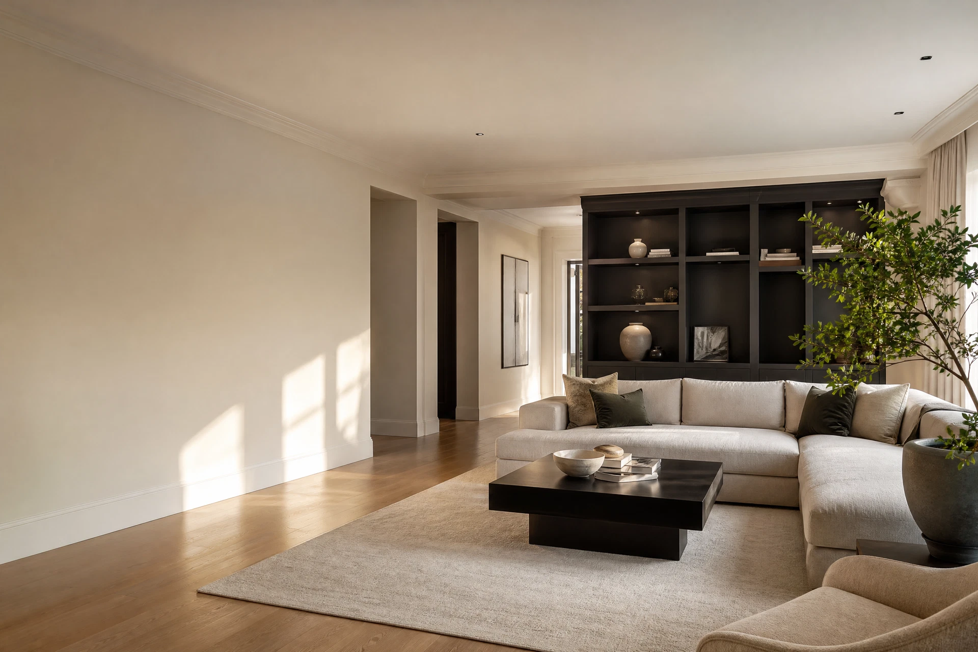 Generic editorial image of a freshly finished luxury living room interior